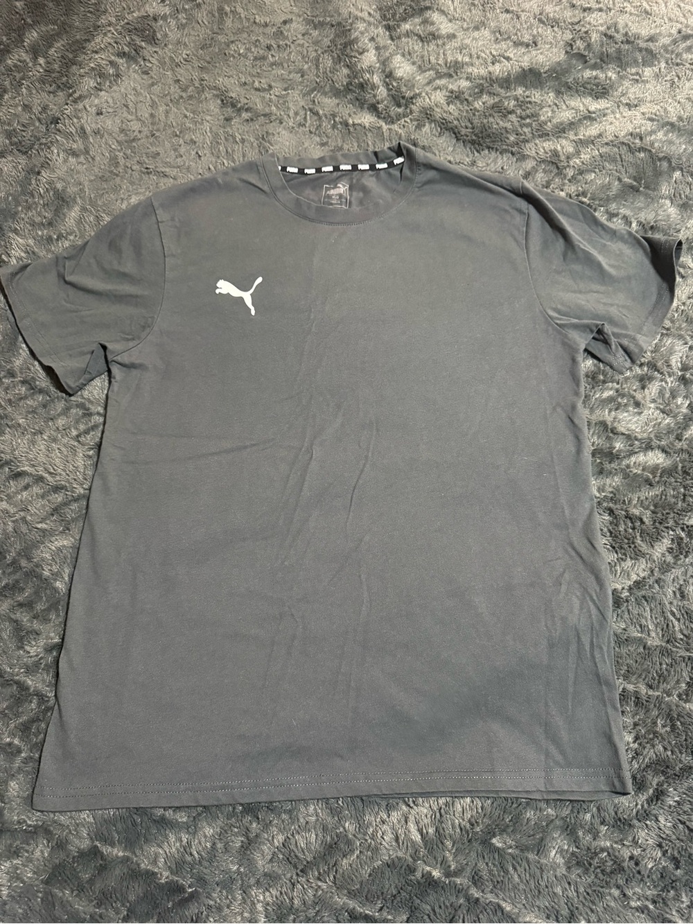 Puma Men’s Black Short Sleeve Crew Tee with White Logo